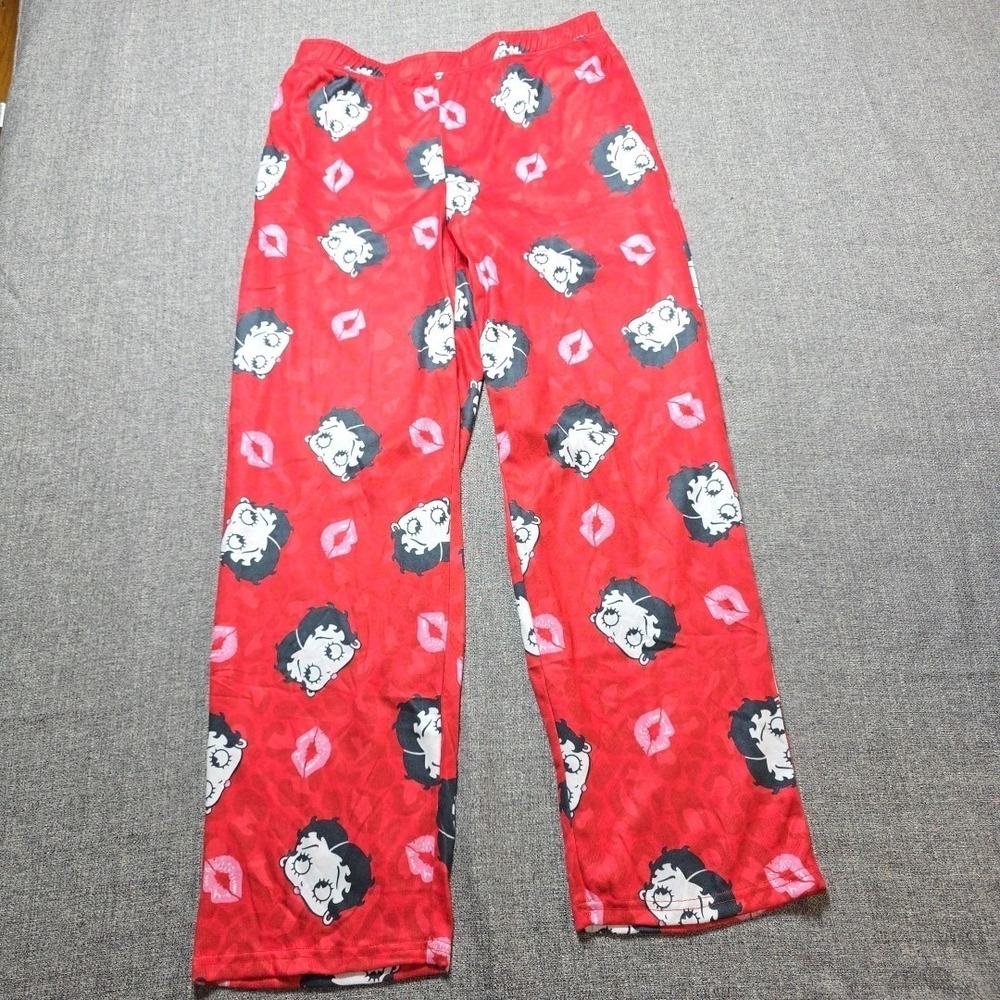 Betty Boop 8/10 M Womens Sleepwear Pajama Pants Red Cartoon Print - Picture 4 of 5